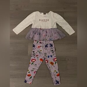 Ted Baker White Top with Lilac Floral Tulle Skirt